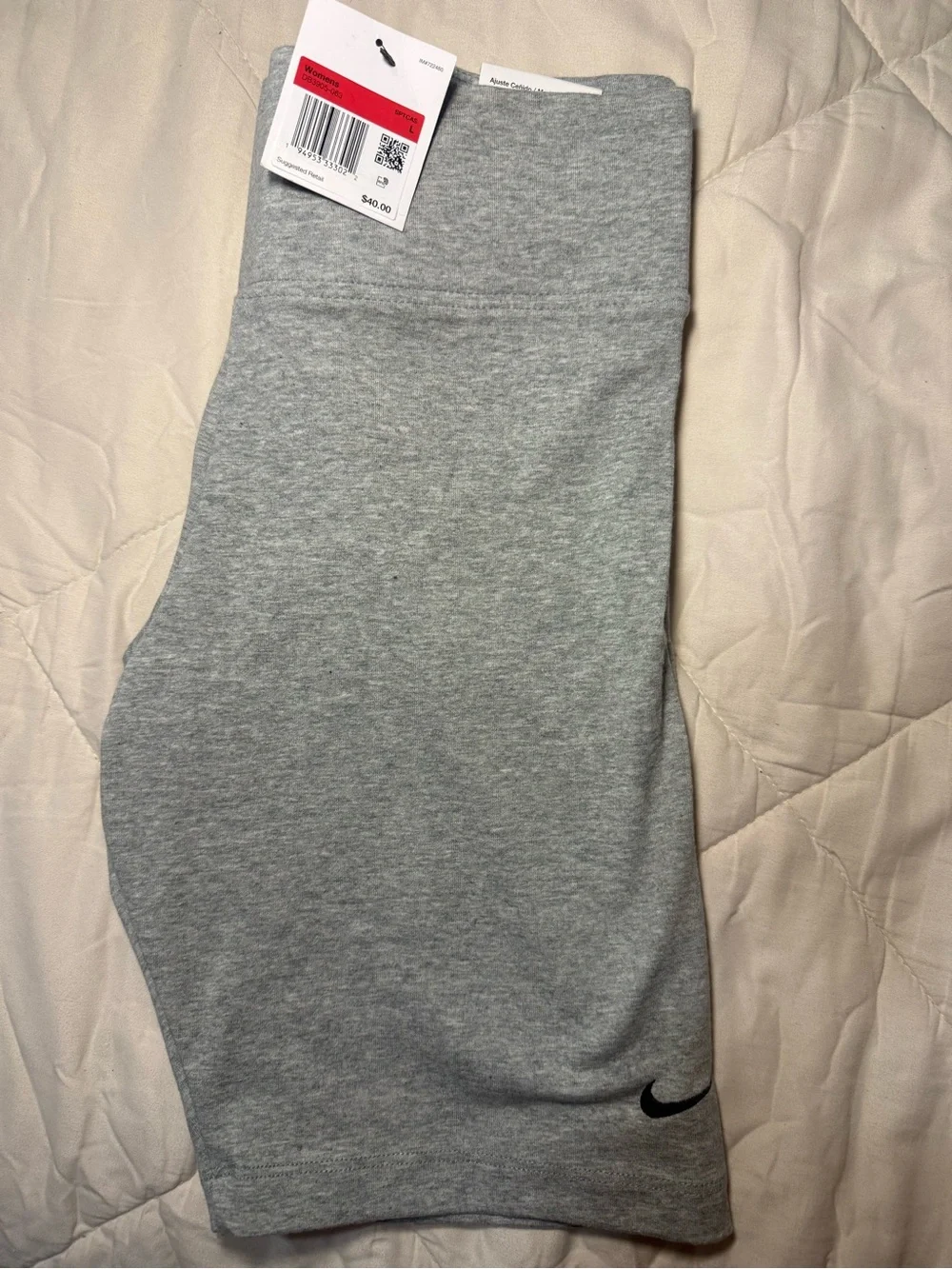 Nike Light Gray Women's High-Rise Bike Shorts